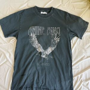 Anine Bing Charcoal Black Eagle Graphic Tee